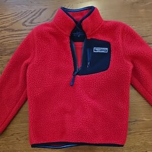 Vineyard Vines Kids Red Sherpa Fleece Pullover